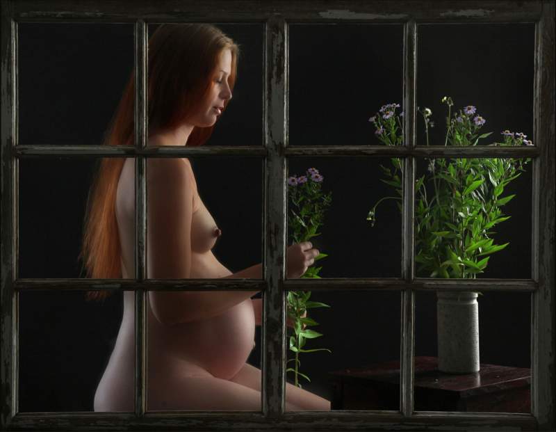 Jan-Thomas Stake Pregnant behind the window